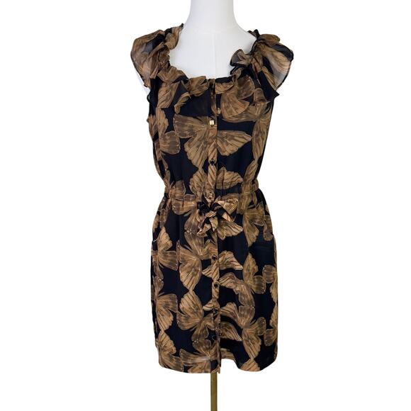 Banana Republic Petite Ruffle Sleeveless Button Mini Dress US Women's 4 Petite - Picture 1 of 7